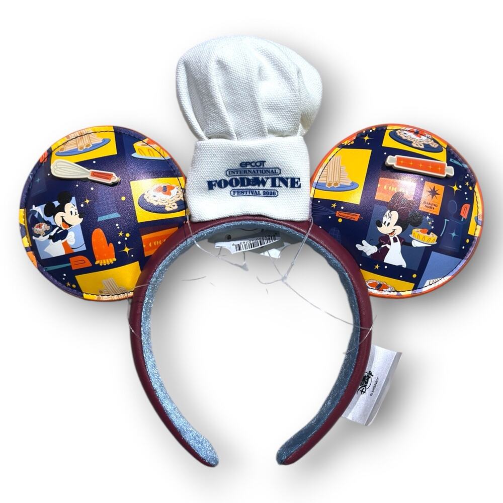 2026 Disney Epcot Food & Wine Festival Mickey & Friends Chef Hat Ear Headband